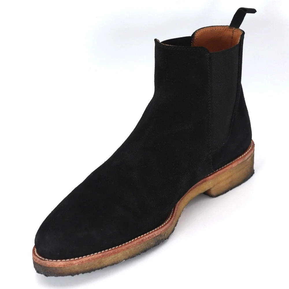 ORO Los Angeles Chelsea Boots Mens 10 Black Suede Crepe Sole Casual Dress Shoes
